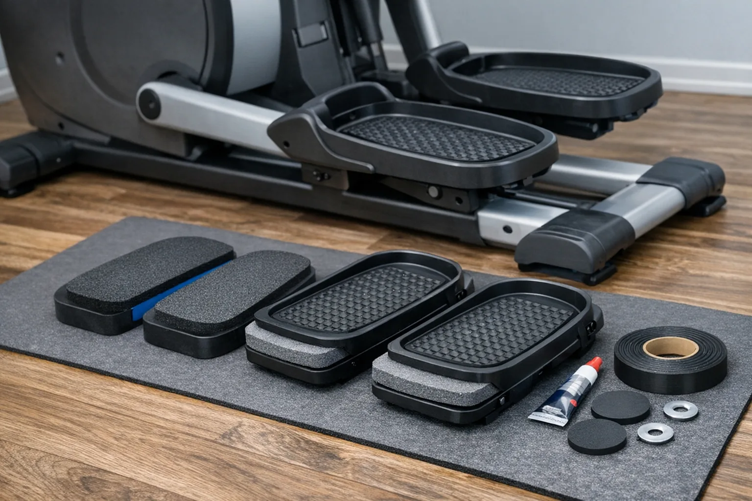 Crosstrainer leiser machen: Silent-Pedale und gedaempfte Trittflaechen bauen